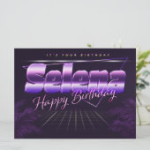 Selena Name Vorname lila retro Karte Geburtstag (Stehend Vorderseite)