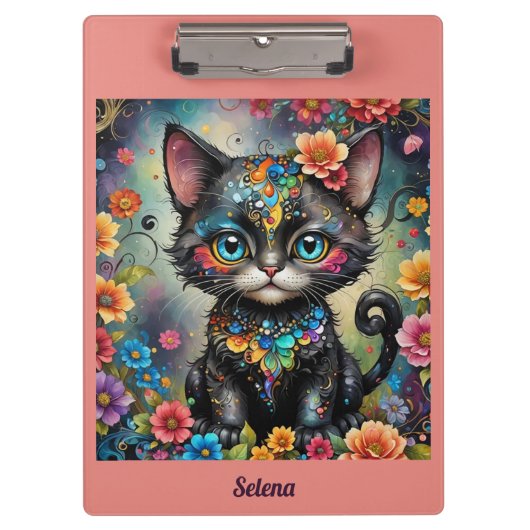 SELENA ~ Niedlich Black Cat ~ Klemmbrett (Vorderseite)