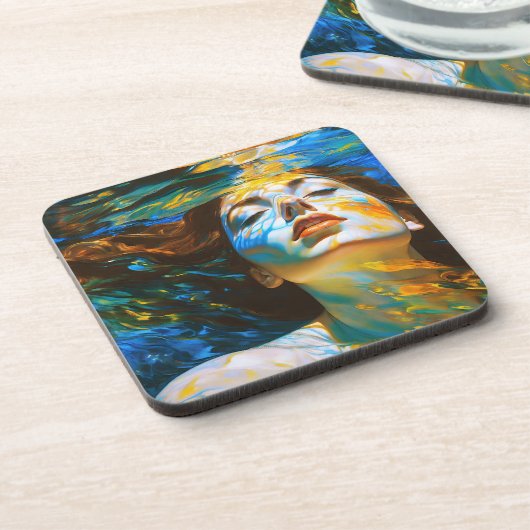 "Selene" - Frauen im Wasser Getränkeuntersetzer (Linke Seite)