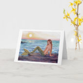 Selene Meerjungfrau im Sonnenaufgang Grußkarte Karte (Gelbe Blume)