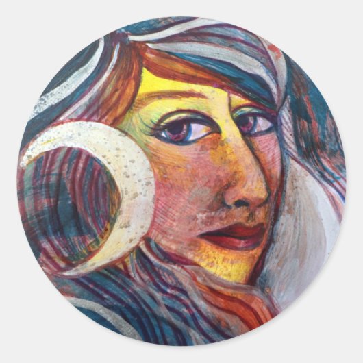 Selene Moon Goddess MoonChild Runder Aufkleber (Vorderseite)