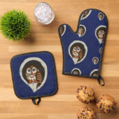 Selene the Owl Ofenhandschuh & Topflappen-Set (Oben Unten)