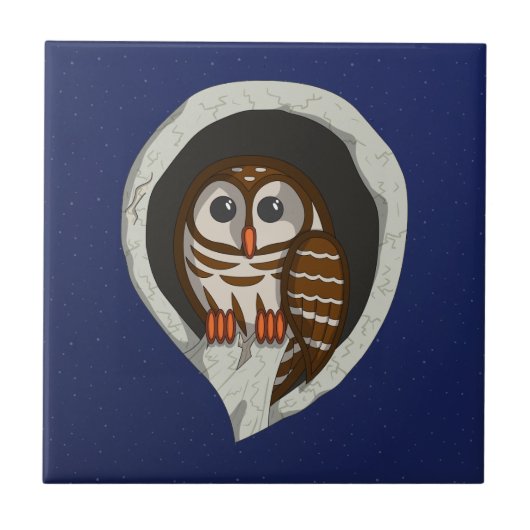 Selene the Owl Tile Fliese (Vorderseite)