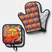 Selenelion Ofenhandschuh & Topflappen-Set (Vorderseite/Rückseite)