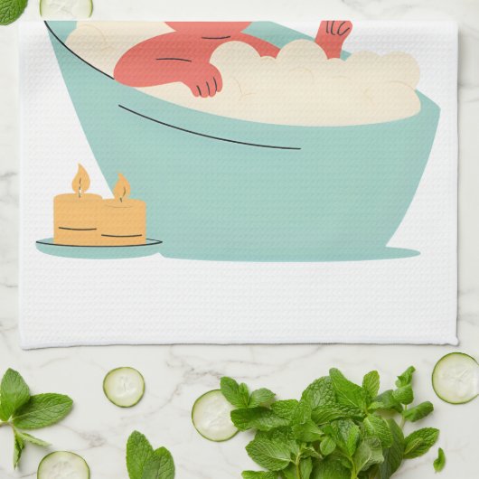 Self-Care-Modus: ON - Niedlich & lustig Cartoon Ba Geschirrtuch (Gefaltet)