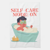 Self-Care-Modus: ON - Niedlich & lustig Cartoon Ba Geschirrtuch (Vertikal)
