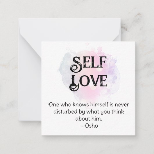 *~* Self-Esteem AP62 Liebe Eigene flache Note Card Mitteilungskarte (Vorderseite)
