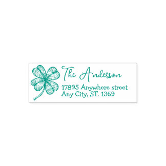 Self Inking Return Address Stamp with lucky clover Permastempel