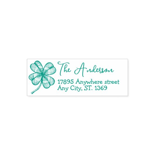 Self Inking Return Address Stamp with lucky clover Permastempel (Design)