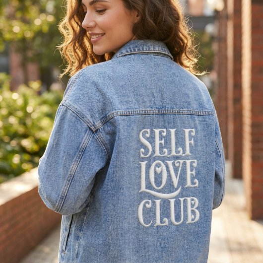Self Love Club - Retro Groovy Typography Aesthetic Jeansjacke
