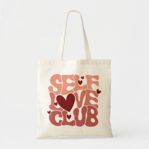 "Self Love Club" Retro Rosa Groovy Grafik Tragetasche