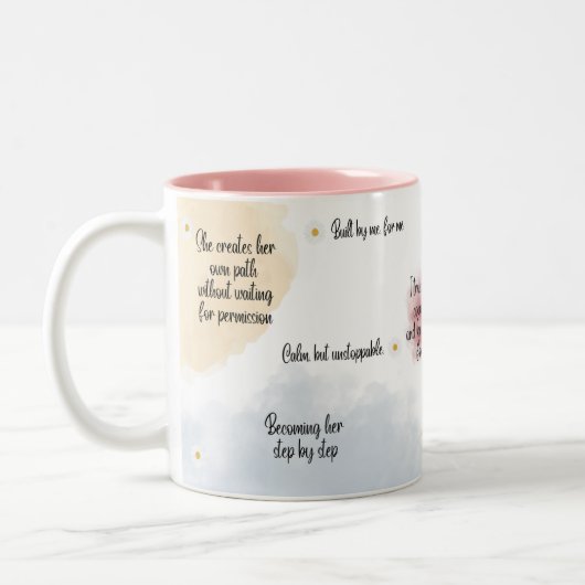 Self Love Inspirational Quote Mug, Soft Feminine Zweifarbige Tasse (Links)