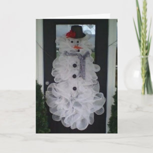 SELF MADE SNOWMAN SAYS "MERRY CHRISTMAS" FROM HOME FEIERTAGSKARTE