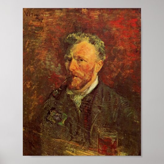 Self-Portrait, Pipe and Glass, Van Gogh Fine Art Poster (Vorne)