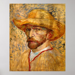 Self Portrait with Straw Hat, Vincent Van Gogh Poster