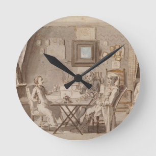 Self Portrait with Two Young Men (pen & brown ink Runde Wanduhr