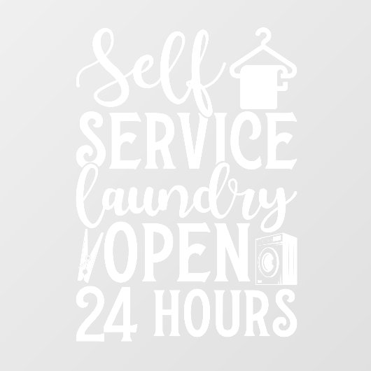 Self Service Laundry Open 24 Hours Fensteraufkleber (Blatt)
