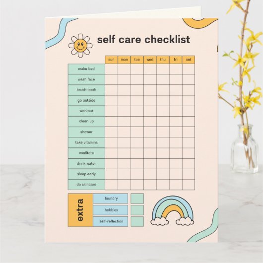 Selfcare + Daily Planner + Spar Tracker + Karte (Gelbe Blume)