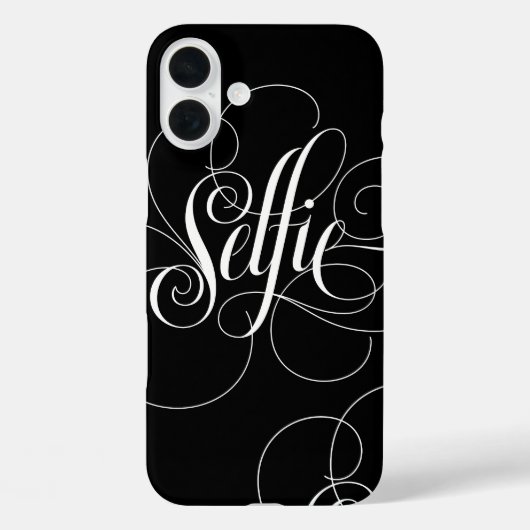 SELFIE Calligaphy Lettering Schwarz-weiß Elegance Case-Mate iPhone Hülle (Rückseite)