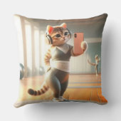Selfie Cat stiehlt das Spotlight Throw Kissen (Rückseite)
