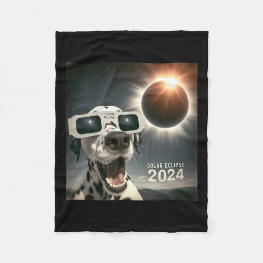 Selfie Dalmatiner Kids Mens Solar Eclipse Dog Fleecedecke (Vorderseite)