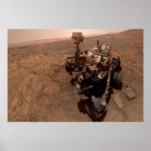 Selfie der Mars Neugier Roter Marsch Landschaft Poster (Vorne)