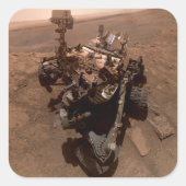 Selfie der Mars Neugier Roter Marsch Landschaft Quadratischer Aufkleber (Vorderseite)
