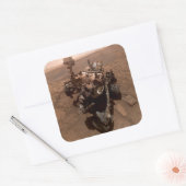 Selfie der Mars Neugier Roter Marsch Landschaft Quadratischer Aufkleber (Umschlag)