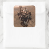 Selfie der Mars Neugier Roter Marsch Landschaft Quadratischer Aufkleber (Tasche)