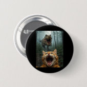 Selfie einer orangefarbenen Katze mit T-Rex-Dinosa Button (Vorne & Hinten)