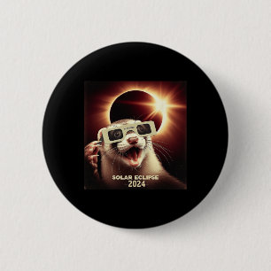 Selfie Ferret Kids Mens Solar Eclipse Ferret Button