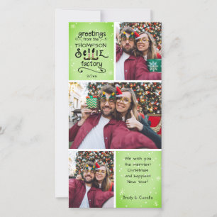 sELFie Foto Elf Grüße 3 Fotos Grün Feiertagskarte