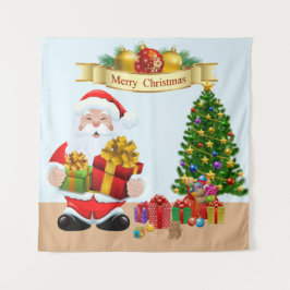 Selfie Foto Weihnachten Weihnachtsbaum Kinder Hint Wandteppich