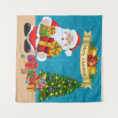 Selfie Foto Weihnachten Weihnachtsbaum Kinder Hint Wandteppich (Vorderseite (Horizontal))