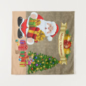 Selfie Foto Weihnachten Weihnachtsbaum Kinder Wandteppich (Vorderseite (Horizontal))