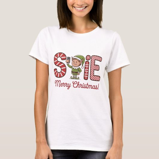 sELFie Frohe Weihnachten T-Shirt (Vorderseite)