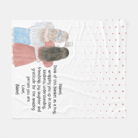 Selfie Girls Best Friends Custom Letter Note Fleecedecke (Vorderseite (Horizontal))