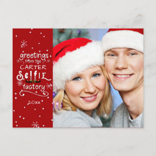 sELFie Greetings, Changeable Red Background Feiertagspostkarte