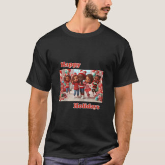 Selfie-Gruppe mit Santa Candy Cane Lane African Am T-Shirt