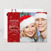 sELFie Grüße, veränderbarer roter Hintergrund Feiertagspostkarte (Vorne/Hinten)