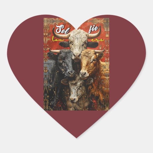 Selfie Lovers Cows Herz-Aufkleber (Vorderseite)