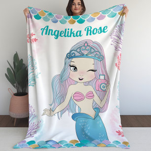 Selfie Mermaid mit Coral Reef Blanket für Mädchen Fleecedecke