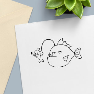 Selfie mit Anglerfisch Gummistempel