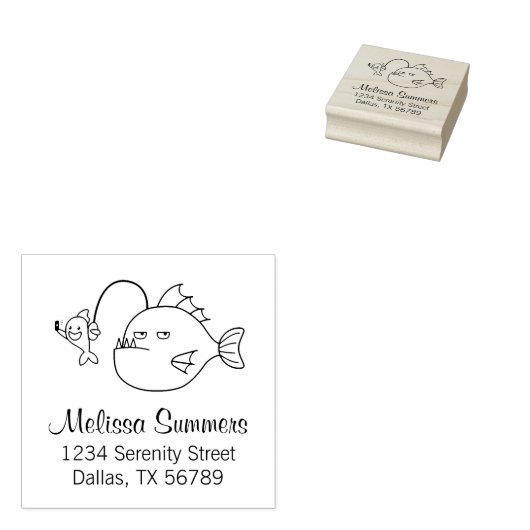 Selfie mit Anglerfish-Adresse Gummistempel (Stempel)