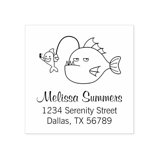 Selfie mit Anglerfish-Adresse Gummistempel (Prägung)