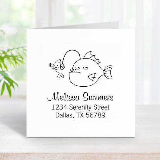 Selfie mit Anglerfish-Adresse Gummistempel