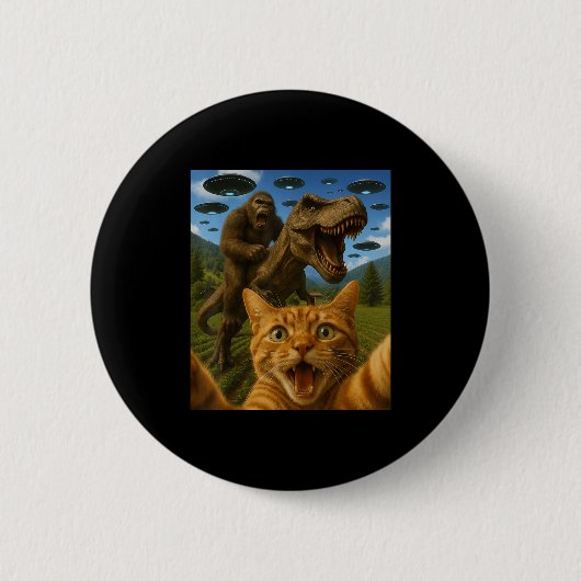 Selfie mit Bigfoot Riding T-rex Button (Vorderseite)