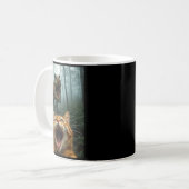 Selfie mit orangefarbener Katze und T-Rex-Dinosaur Kaffeetasse (Vorderseite Links)