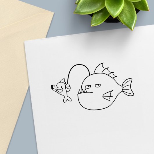 Selfie mit Seeteufel Gummistempel