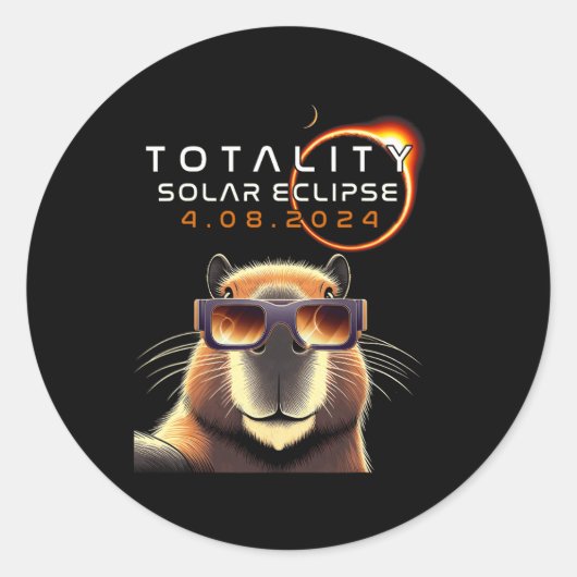 Selfie mit Totalität Eclipse Capybara Lover Runder Aufkleber (Vorderseite)
